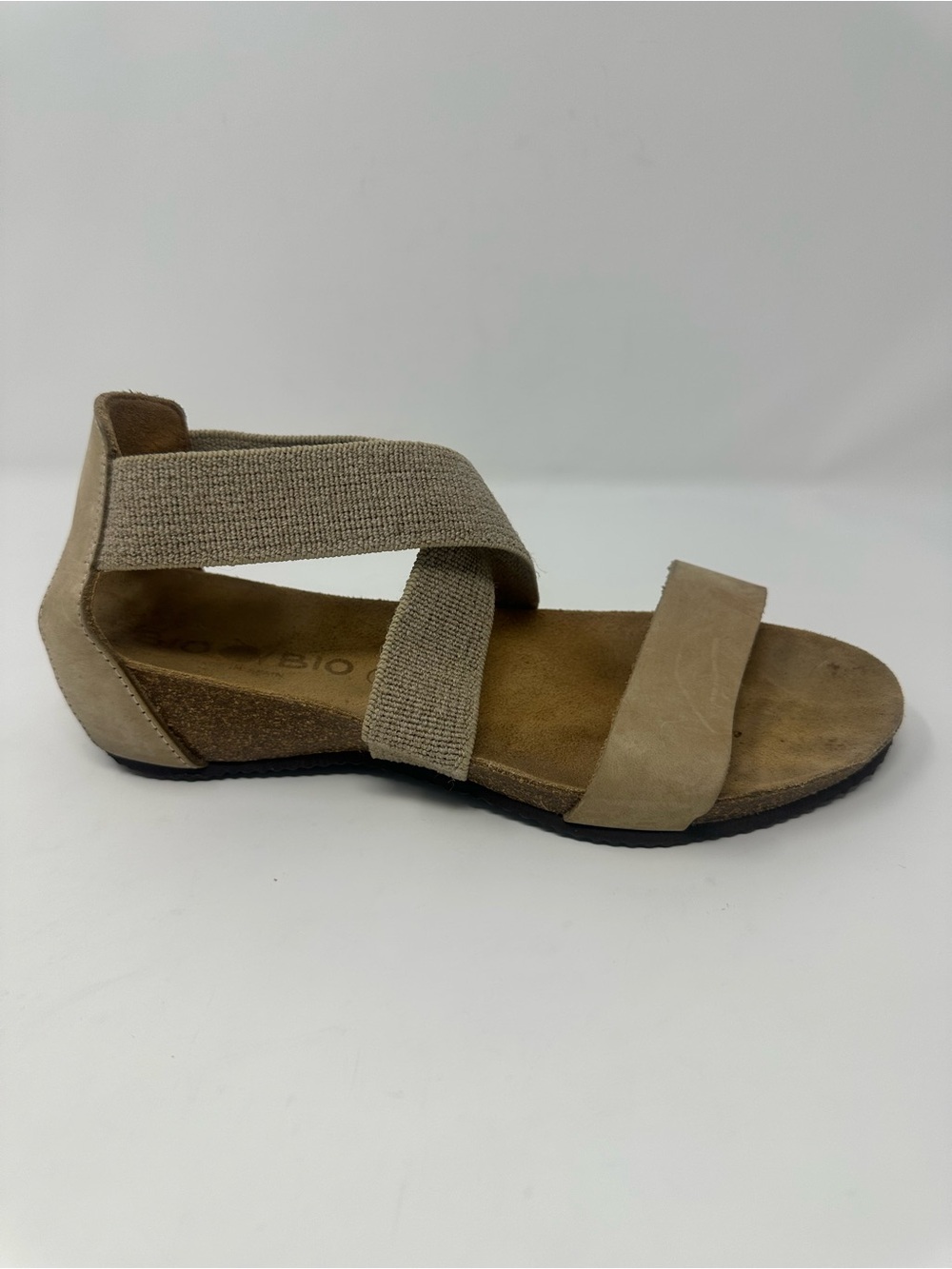 Bio Bio Women’s Tan Leather Espadrille Cork Wedge Sandals Women Size 6
